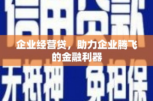 江海企业经营贷，助力企业腾飞的金融利器