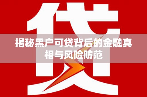 狮潭揭秘黑户可贷背后的金融真相与风险防范