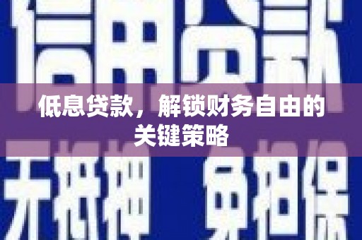 平镇低息贷款，解锁财务自由的关键策略